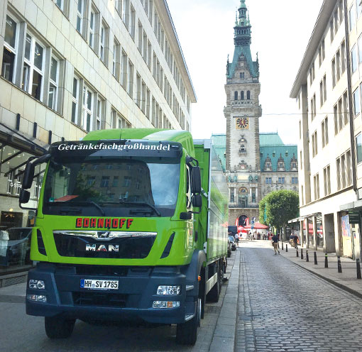 Bohnhoff Getränkelieferung in der Hamburger Innenstadt